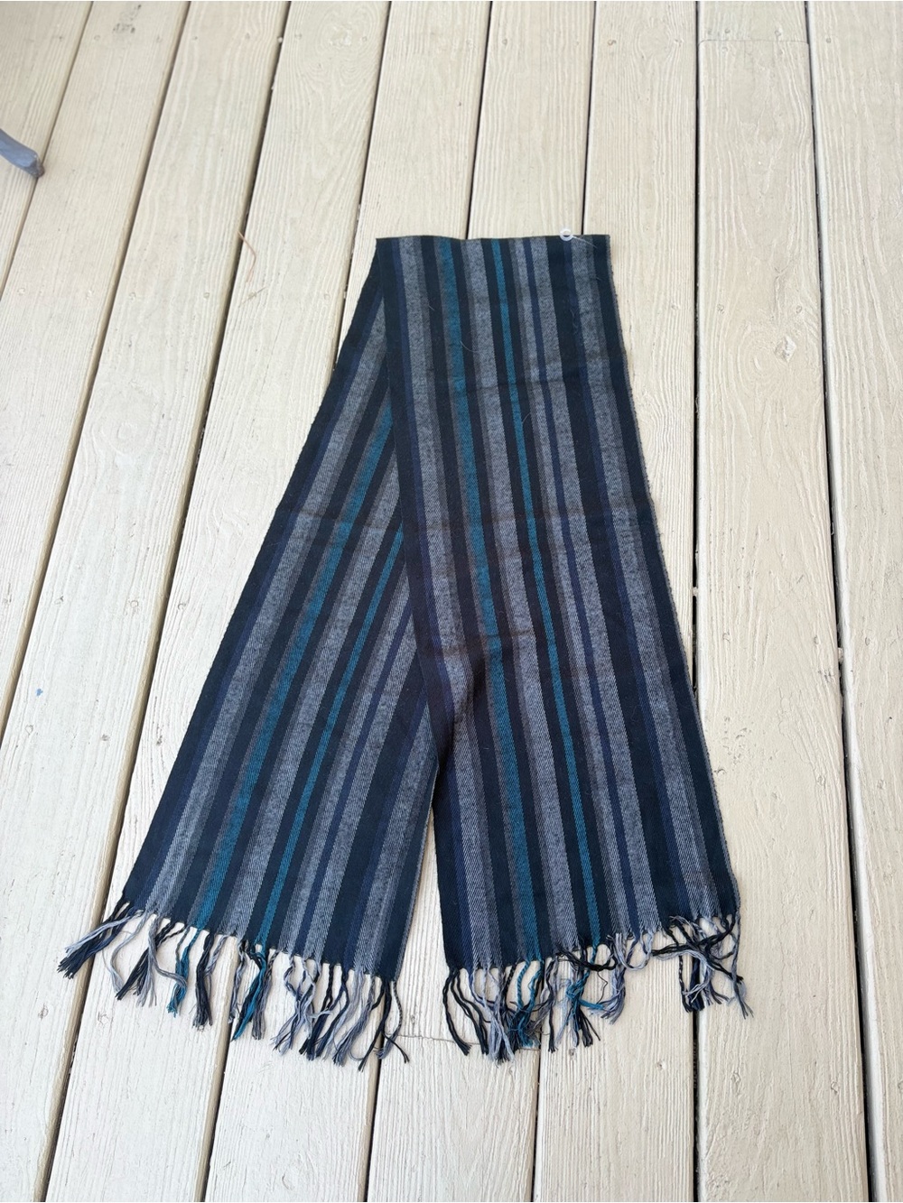 ATTENTION Unisex long striped scarf with 3.5” fringes, Size: 66” x 11